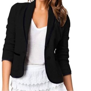 Black 3/4 sleeve one button blazer. Size XL.